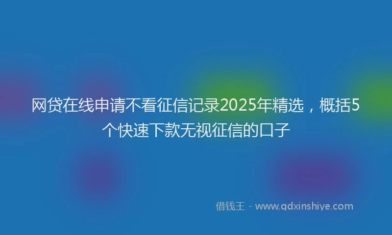网贷在线申请不看征信记录2025年精选，概括5个快速下款无视征信的口子