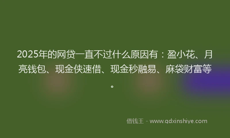 2025年的网贷一直不过什么原因有：盈小花、月亮钱包、现金侠速借、现金秒融易、麻袋财富等。