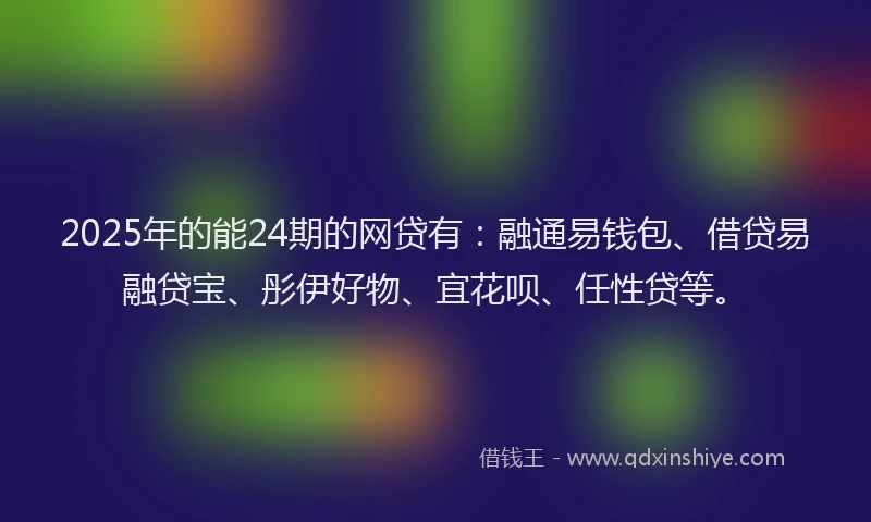 2025年的能24期的网贷有：融通易钱包、借贷易融贷宝、彤伊好物、宜花呗、任性贷等。