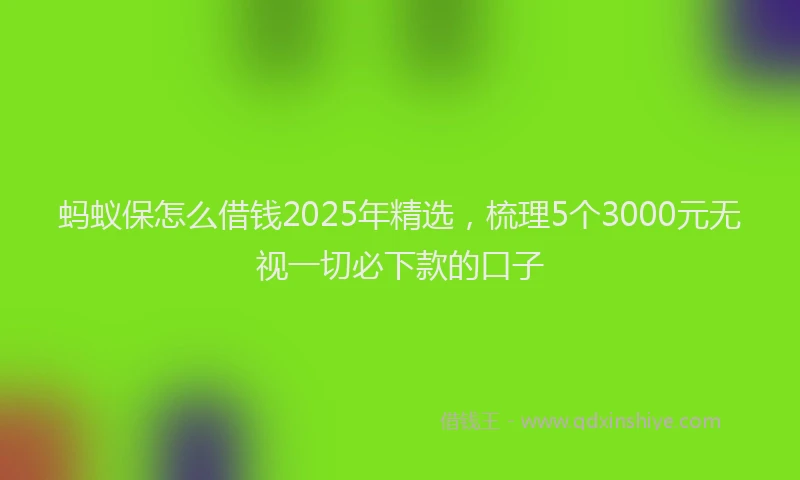 蚂蚁保怎么借钱2025年精选，梳理5个3000元无视一切必下款的口子