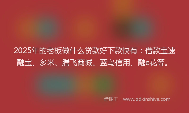 2025年的老板做什么贷款好下款快有：借款宝速融宝、多米、腾飞商城、蓝鸟信用、融e花等。