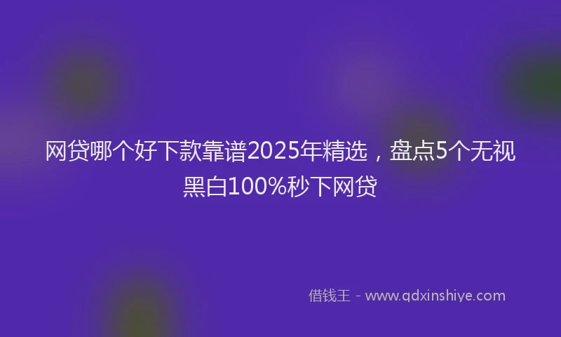 网贷哪个好下款靠谱2025年精选，盘点5个无视黑白100%秒下网贷