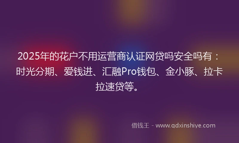 2025年的花户不用运营商认证网贷吗安全吗有：时光分期、爱钱进、汇融Pro钱包、金小豚、拉卡拉速贷等。