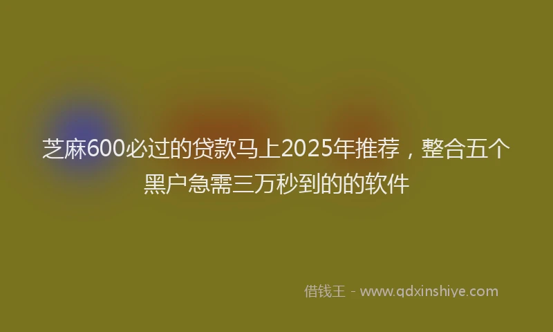 芝麻600必过的贷款马上2025年推荐，整合五个黑户急需三万秒到的的软件