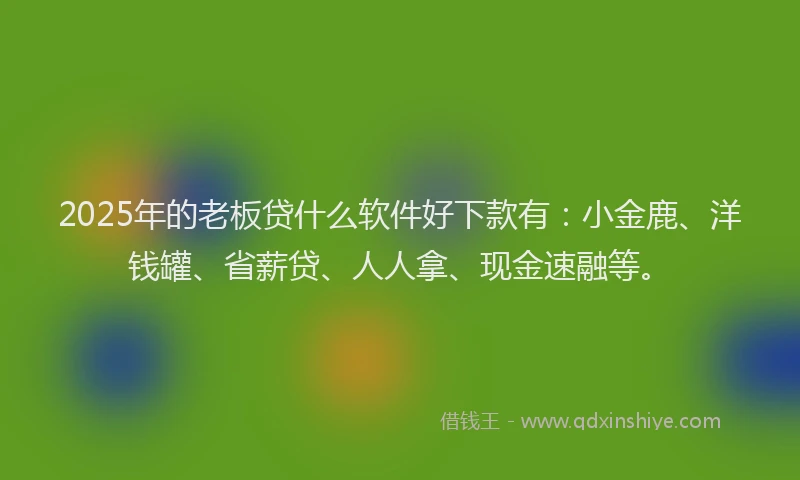 2025年的老板贷什么软件好下款有：小金鹿、洋钱罐、省薪贷、人人拿、现金速融等。