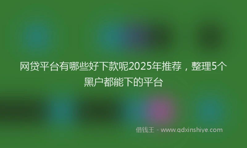 网贷平台有哪些好下款呢2025年推荐，整理5个黑户都能下的平台