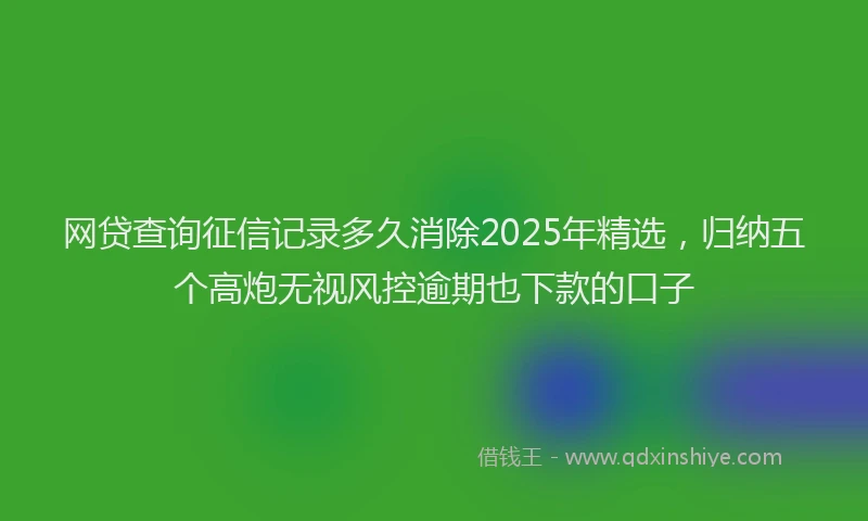 网贷查询征信记录多久消除2025年精选，归纳五个高炮无视风控逾期也下款的口子