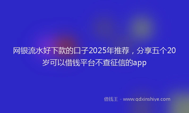 网银流水好下款的口子2025年推荐，分享五个20岁可以借钱平台不查征信的app