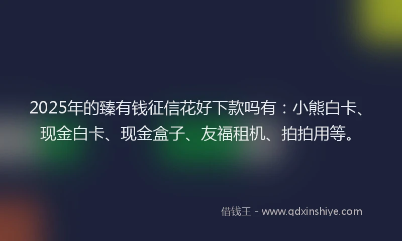 2025年的臻有钱征信花好下款吗有：小熊白卡、现金白卡、现金盒子、友福租机、拍拍用等。