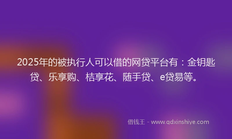 2025年的被执行人可以借的网贷平台有：金钥匙贷、乐享购、桔享花、随手贷、e贷易等。