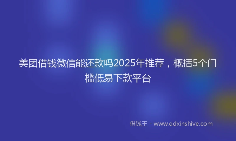 美团借钱微信能还款吗2025年推荐，概括5个门槛低易下款平台