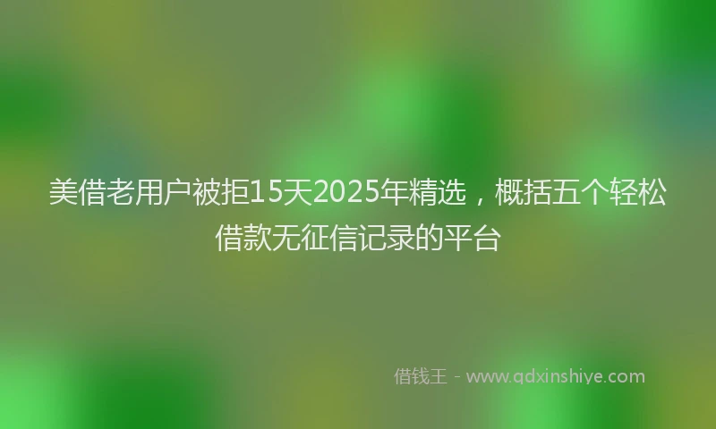 美借老用户被拒15天2025年精选，概括五个轻松借款无征信记录的平台