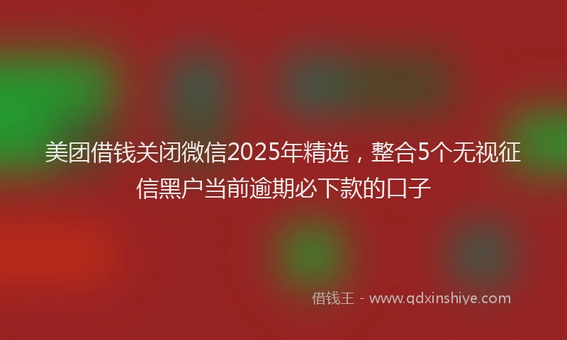 美团借钱关闭微信2025年精选，整合5个无视征信黑户当前逾期必下款的口子