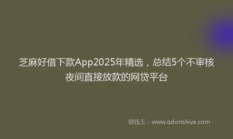 芝麻好借下款App2025年精选，总结5个不审核夜间直接放款的网贷平台