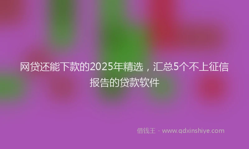 网贷还能下款的2025年精选，汇总5个不上征信报告的贷款软件
