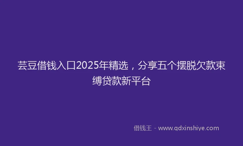 芸豆借钱入口2025年精选，分享五个摆脱欠款束缚贷款新平台
