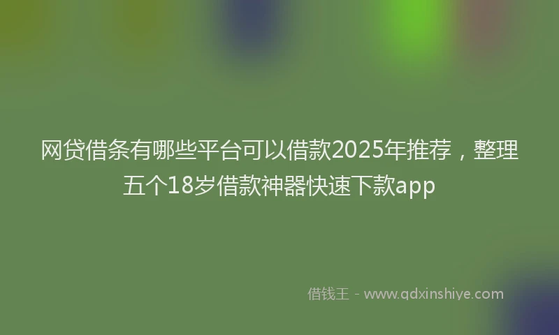 网贷借条有哪些平台可以借款2025年推荐，整理五个18岁借款神器快速下款app