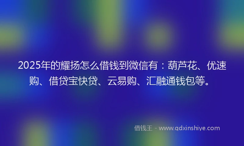 2025年的耀扬怎么借钱到微信有：葫芦花、优速购、借贷宝快贷、云易购、汇融通钱包等。