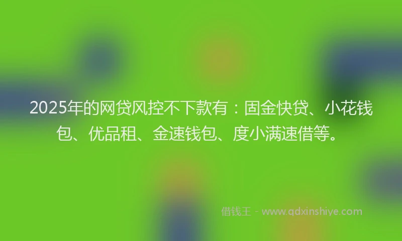 2025年的网贷风控不下款有：固金快贷、小花钱包、优品租、金速钱包、度小满速借等。