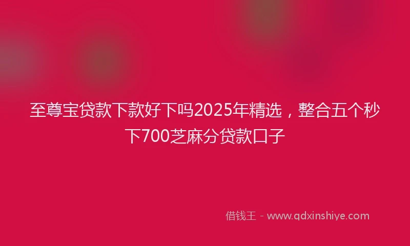 至尊宝贷款下款好下吗2025年精选，整合五个秒下700芝麻分贷款口子