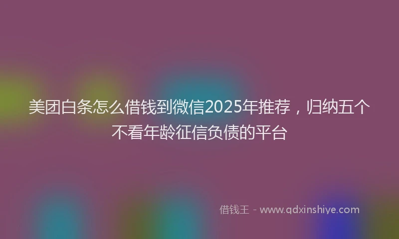 美团白条怎么借钱到微信2025年推荐，归纳五个不看年龄征信负债的平台