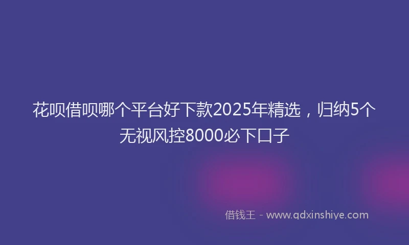 花呗借呗哪个平台好下款2025年精选，归纳5个无视风控8000必下口子