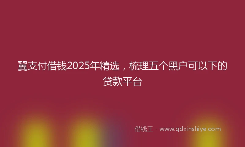 翼支付借钱2025年精选，梳理五个黑户可以下的贷款平台