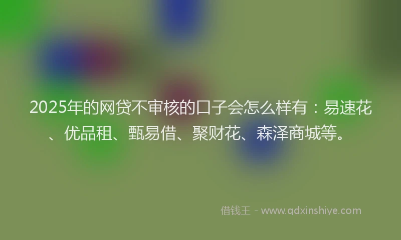 2025年的网贷不审核的口子会怎么样有：易速花、优品租、甄易借、聚财花、森泽商城等。