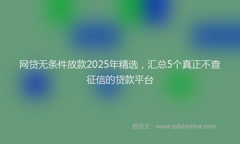 网贷无条件放款2025年精选，汇总5个真正不查征信的贷款平台