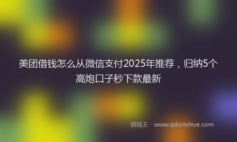 美团借钱怎么从微信支付2025年推荐，归纳5个高炮口子秒下款最新