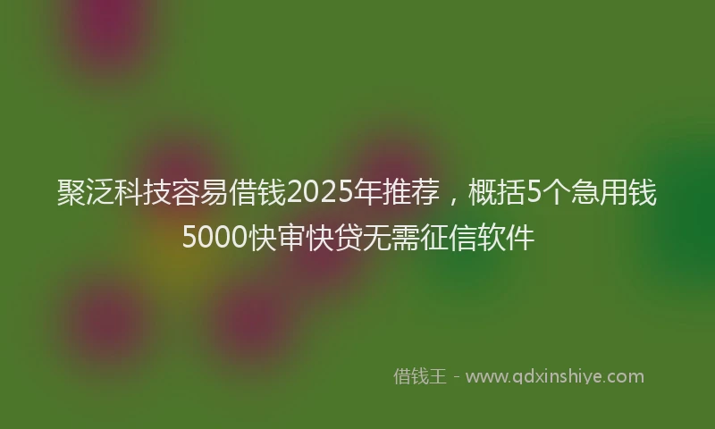 聚泛科技容易借钱2025年推荐，概括5个急用钱5000快审快贷无需征信软件
