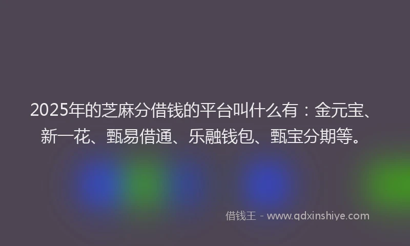 2025年的芝麻分借钱的平台叫什么有：金元宝、新一花、甄易借通、乐融钱包、甄宝分期等。
