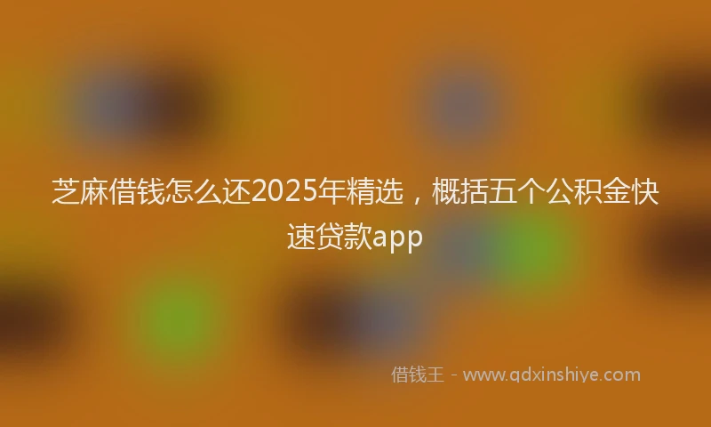 芝麻借钱怎么还2025年精选，概括五个公积金快速贷款app