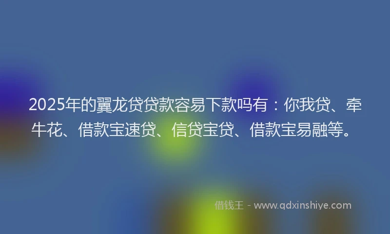 2025年的翼龙贷贷款容易下款吗有：你我贷、牵牛花、借款宝速贷、信贷宝贷、借款宝易融等。