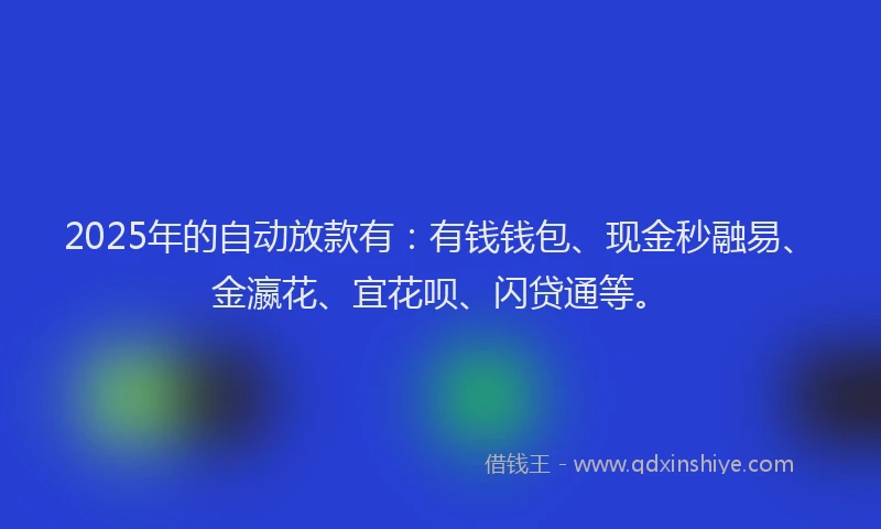 2025年的自动放款有：有钱钱包、现金秒融易、金瀛花、宜花呗、闪贷通等。