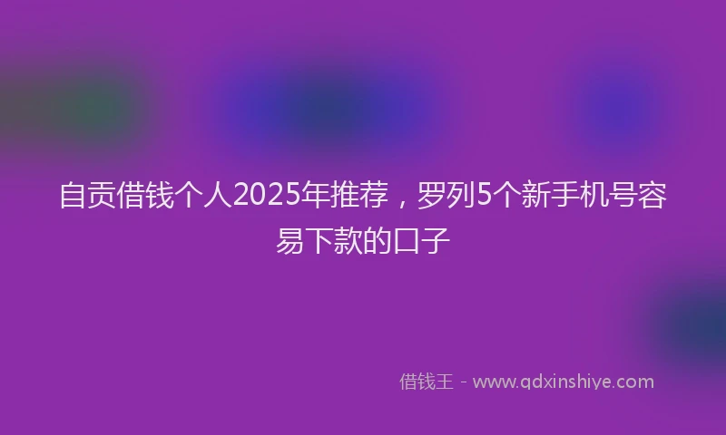 自贡借钱个人2025年推荐，罗列5个新手机号容易下款的口子