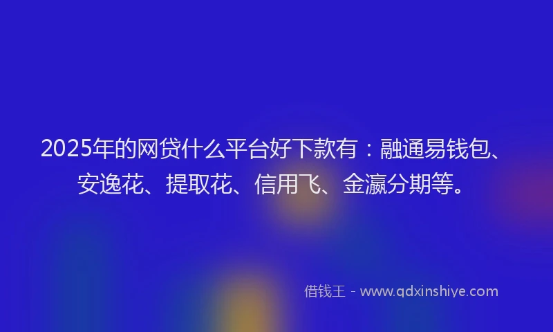 2025年的网贷什么平台好下款有：融通易钱包、安逸花、提取花、信用飞、金瀛分期等。