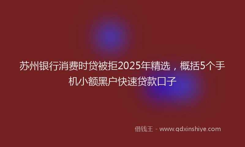 苏州银行消费时贷被拒2025年精选，概括5个手机小额黑户快速贷款口子