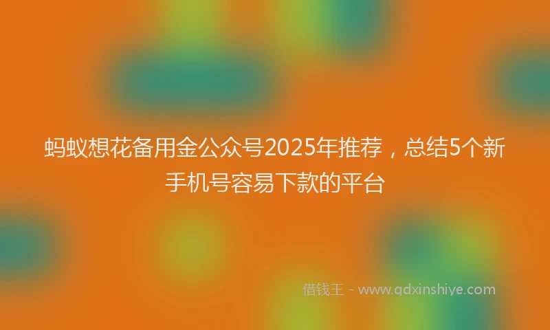 蚂蚁想花备用金公众号2025年推荐，总结5个新手机号容易下款的平台