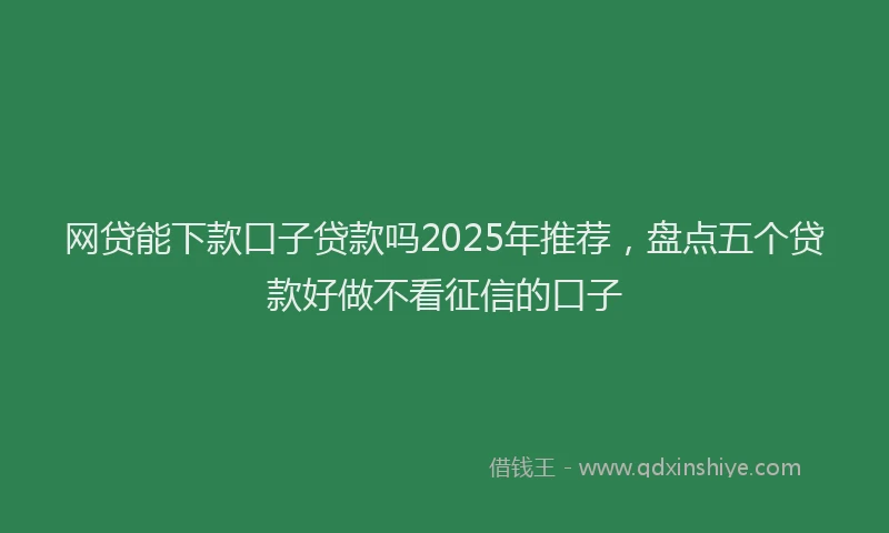 网贷能下款口子贷款吗2025年推荐，盘点五个贷款好做不看征信的口子