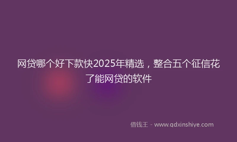 网贷哪个好下款快2025年精选，整合五个征信花了能网贷的软件