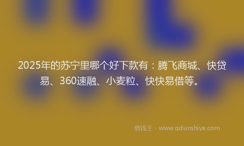 2025年的苏宁里哪个好下款有：腾飞商城、快贷易、360速融、小麦粒、快快易借等。