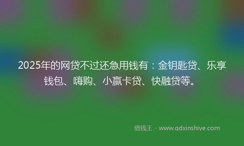 2025年的网贷不过还急用钱有：金钥匙贷、乐享钱包、嗨购、小赢卡贷、快融贷等。