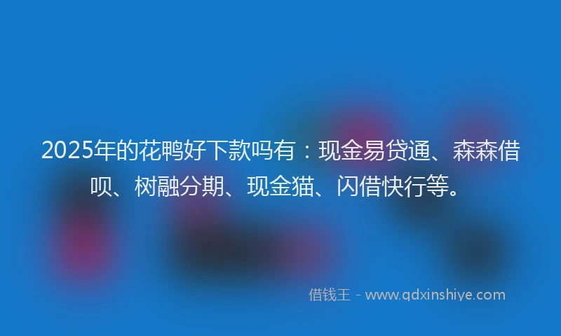 2025年的花鸭好下款吗有：现金易贷通、森森借呗、树融分期、现金猫、闪借快行等。