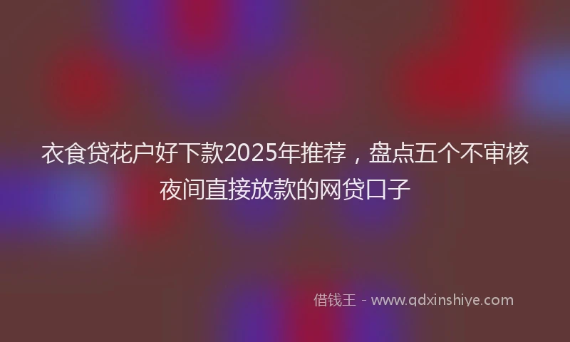 衣食贷花户好下款2025年推荐，盘点五个不审核夜间直接放款的网贷口子