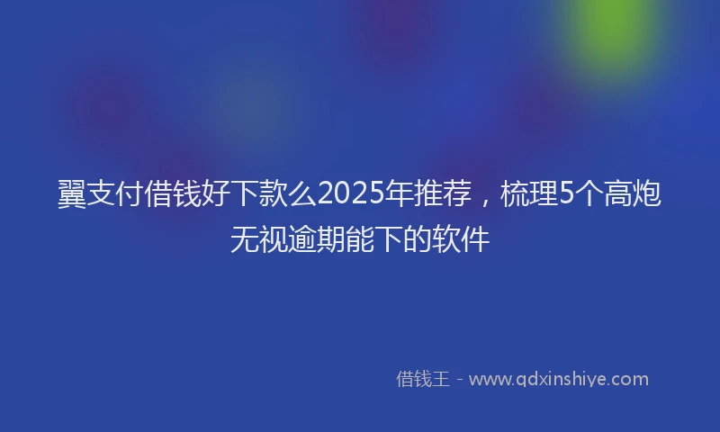 翼支付借钱好下款么2025年推荐，梳理5个高炮无视逾期能下的软件