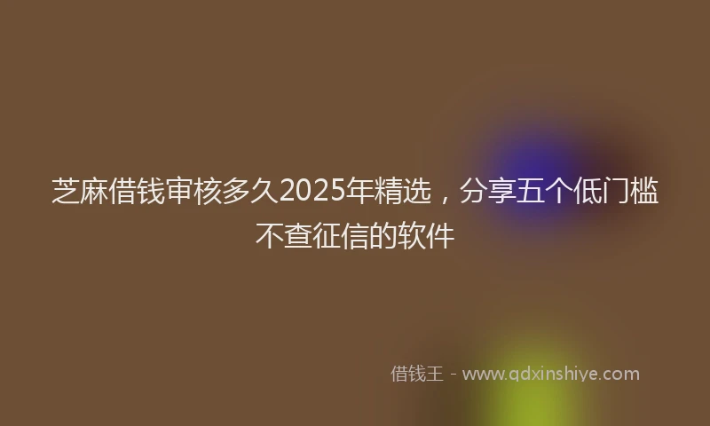 芝麻借钱审核多久2025年精选，分享五个低门槛不查征信的软件