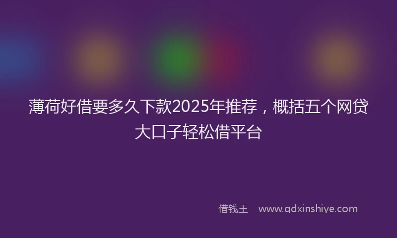 薄荷好借要多久下款2025年推荐，概括五个网贷大口子轻松借平台