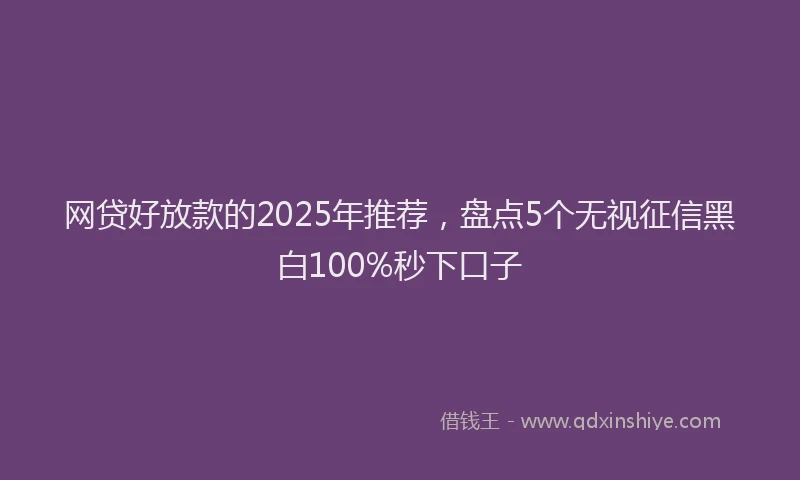 网贷好放款的2025年推荐，盘点5个无视征信黑白100%秒下口子