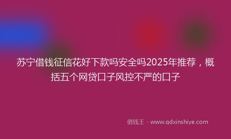 苏宁借钱征信花好下款吗安全吗2025年推荐，概括五个网贷口子风控不严的口子